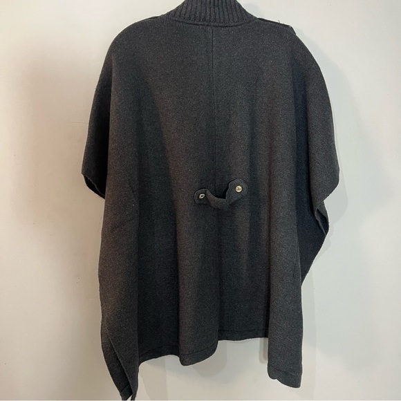 WHBM Dark Neutral Zip Up Cardigan Sweater Knit Cape Lagenlook Scandi Cozy Small - Picture 11 of 17